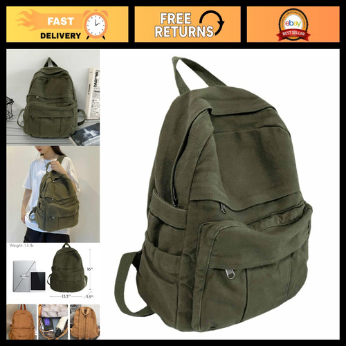 Military green canvas backpack - military,